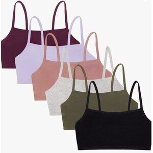 Cotton strappy sports/lounge bralettes - 6-pack